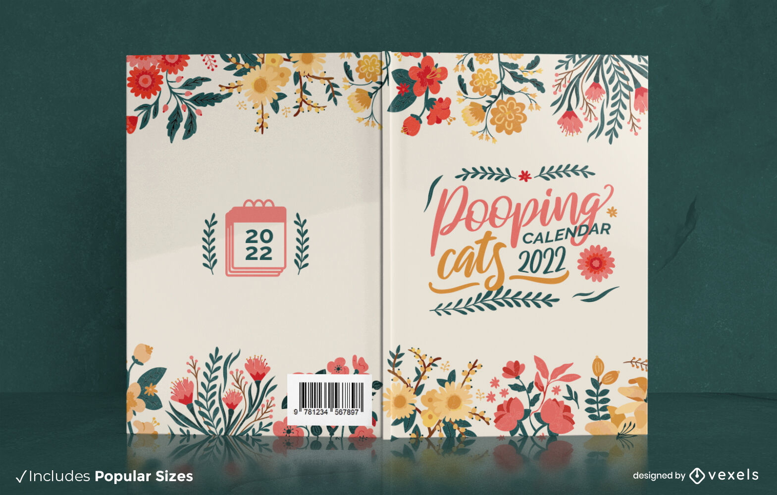 Flowers and leaves book cover design