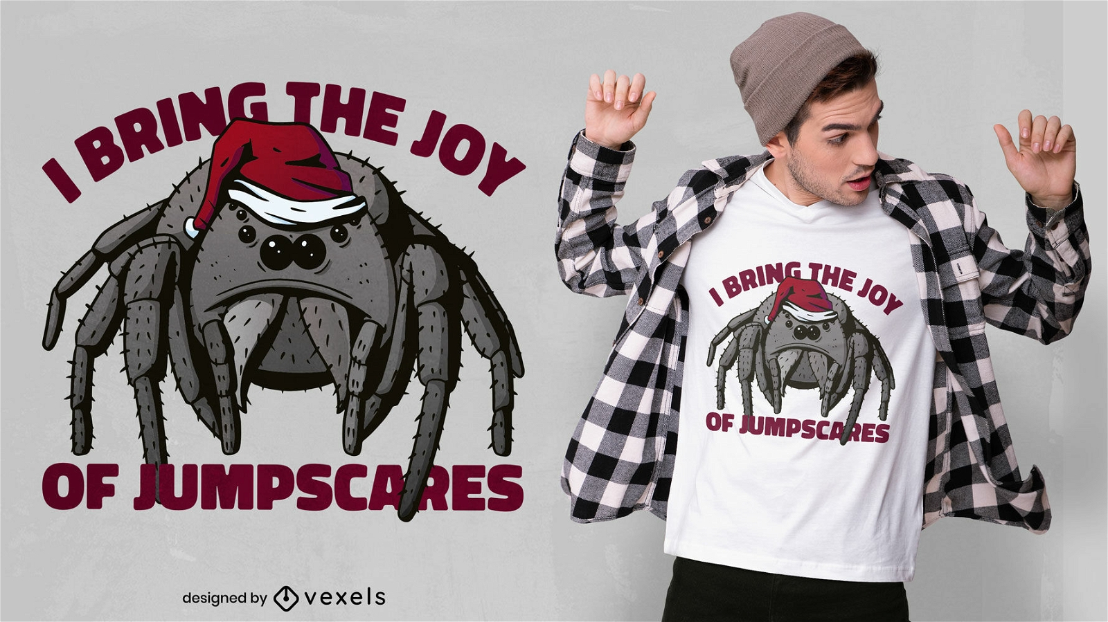 Christmas scary spider t-shirt design