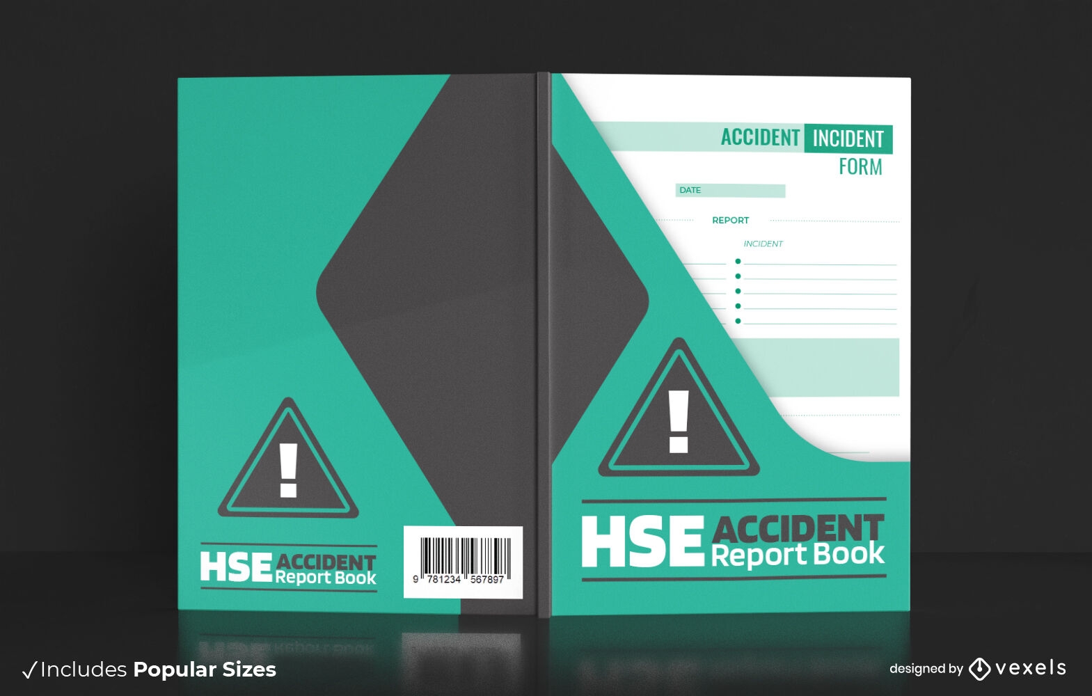 Warning sign accident report book cover design