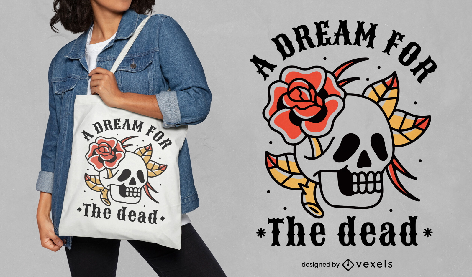 Dead Skull Tattoo Tote Bag Design Vector Download