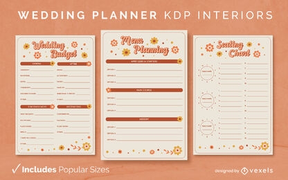 Modelo de design de diário de planejador de casamento KDP