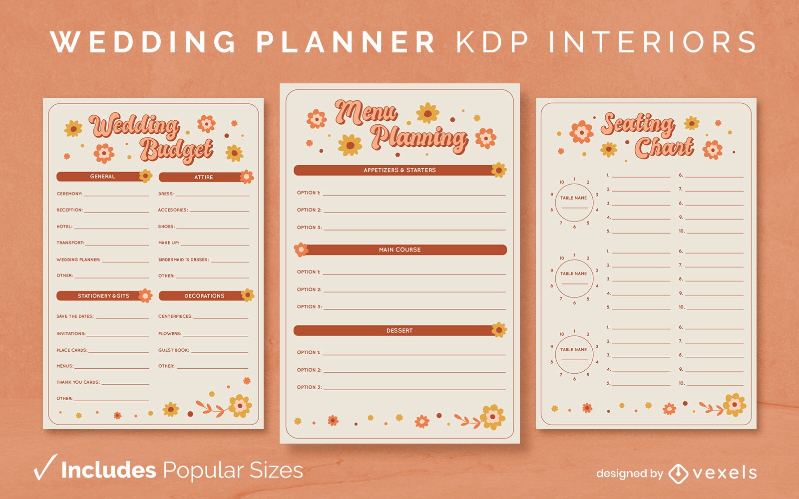 Modelo de Design de Agenda KDP para Planejador de Casamentos