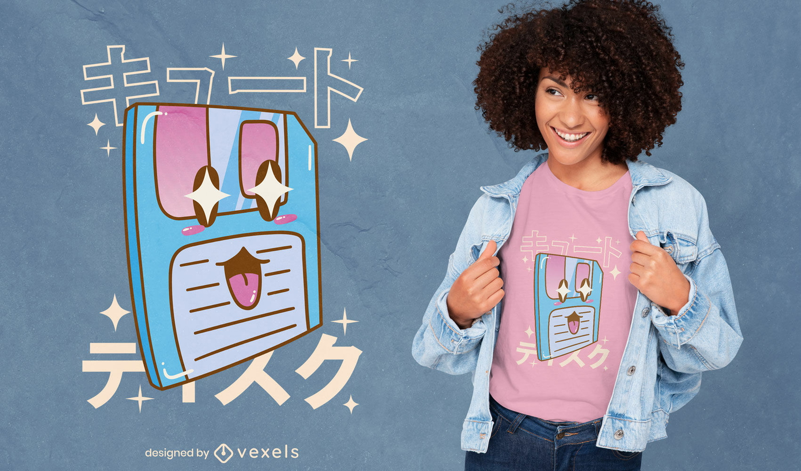 Diseño de camiseta kawaii happy diskette