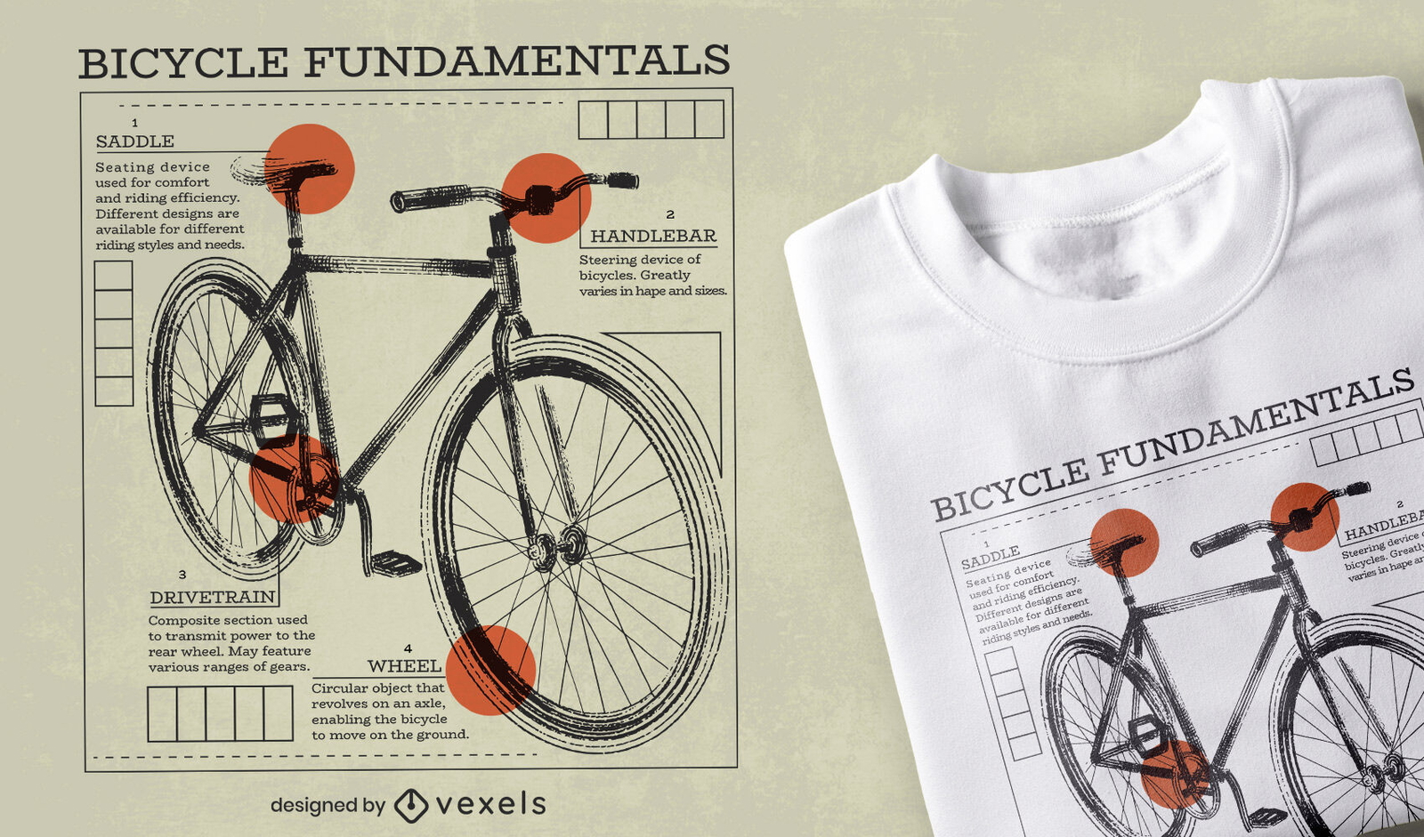 Infográfico de transporte de bicicleta com design de camiseta