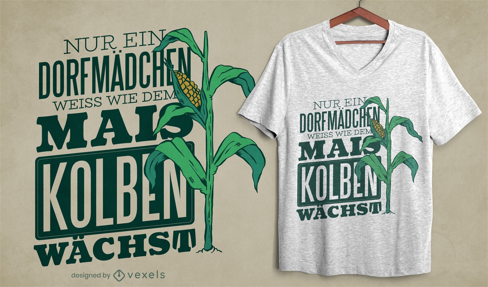 Design de t-shirt com citação de milho alemão