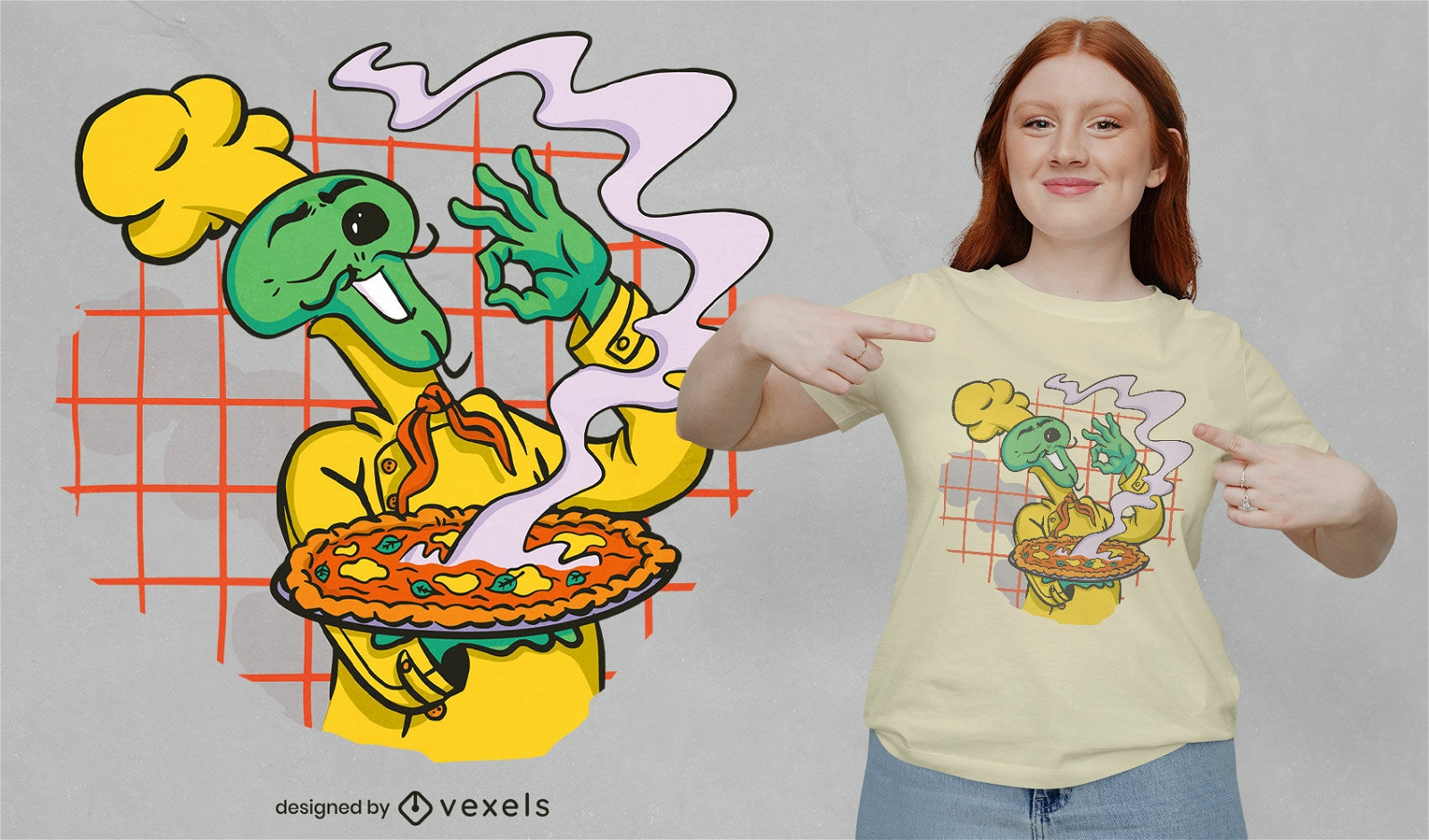 Diseño de camiseta pizza alien
