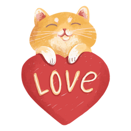 Valentine's day cat love badge PNG Design Transparent PNG