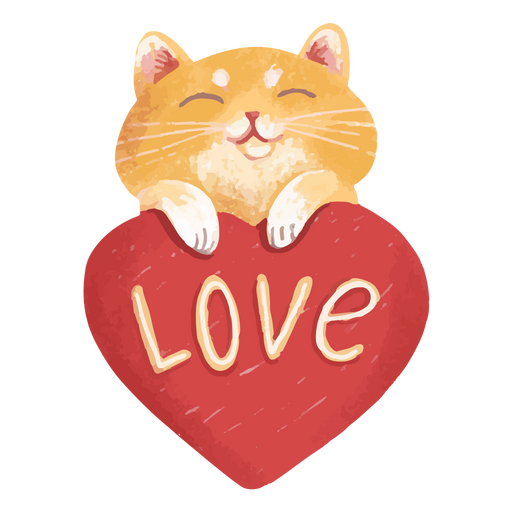Valentine's day cat love badge PNG Design