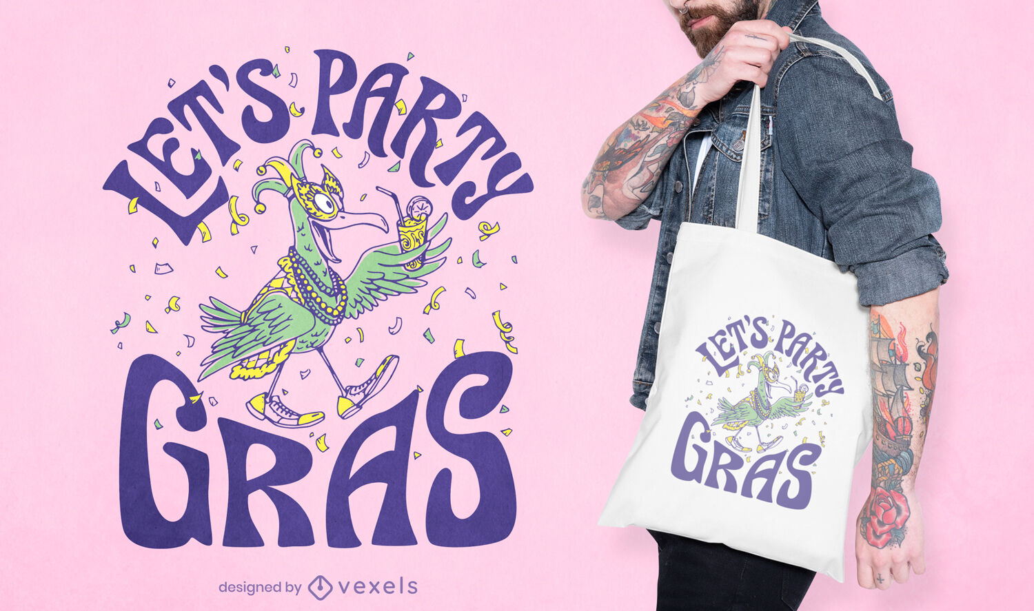 Diseño de bolso de mano Mardi Gras