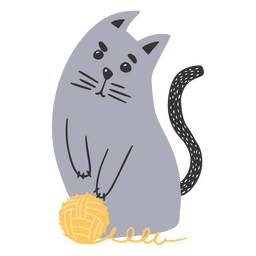 Cat with ball of yarn PNG Design