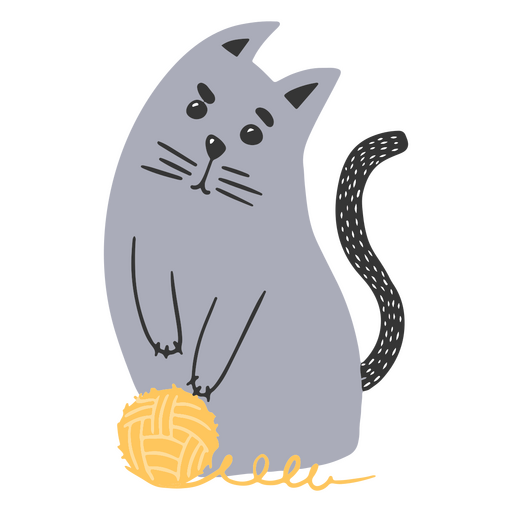 Katze mit Wollknäuel PNG-Design