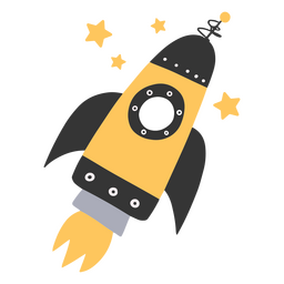 Yellow rocket drawing PNG Design
