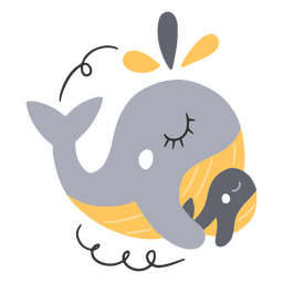 Baleias mãe e bebê Desenho PNG
