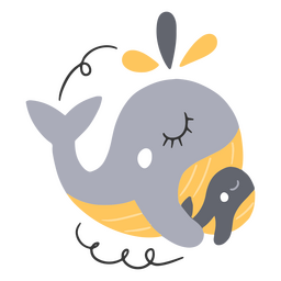 Mother and baby whales PNG Design Transparent PNG