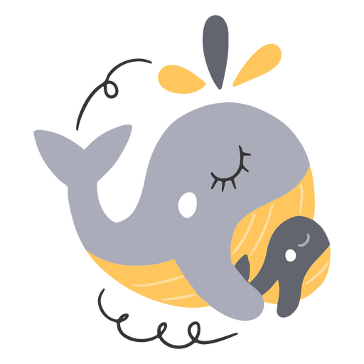 Baleias mãe e bebê Desenho PNG
