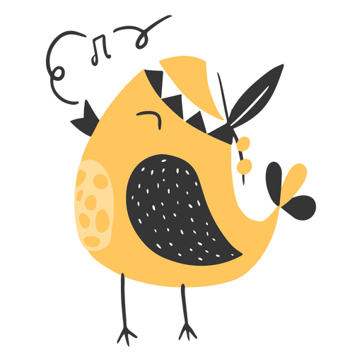 Yellow bird singing PNG Design