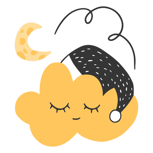 Sleeping cloud with hat PNG Design