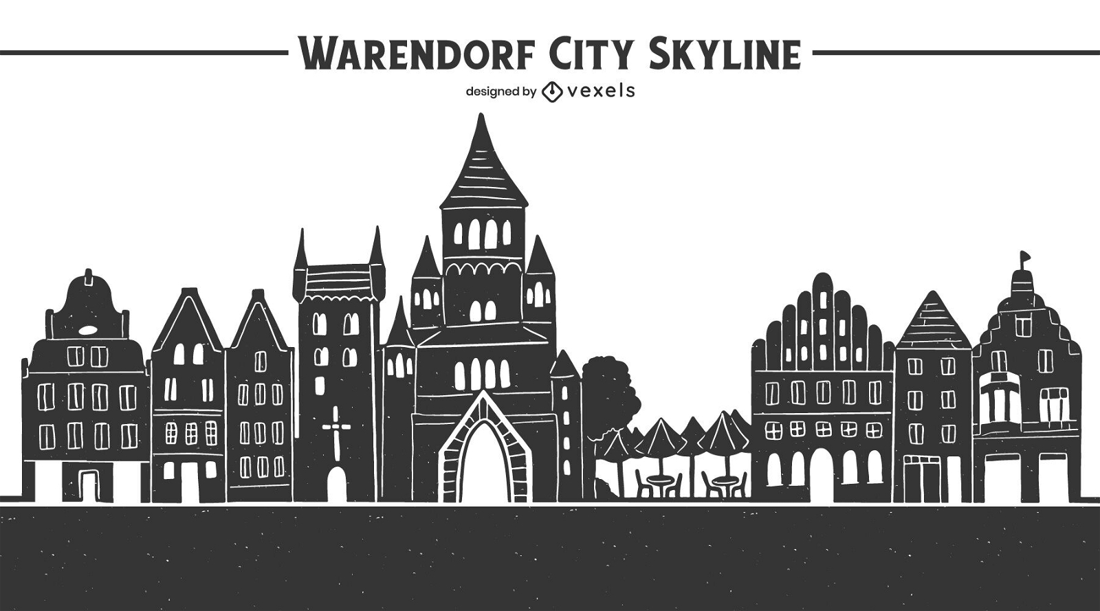 Desenho de ilustração do horizonte da cidade de Warendorf