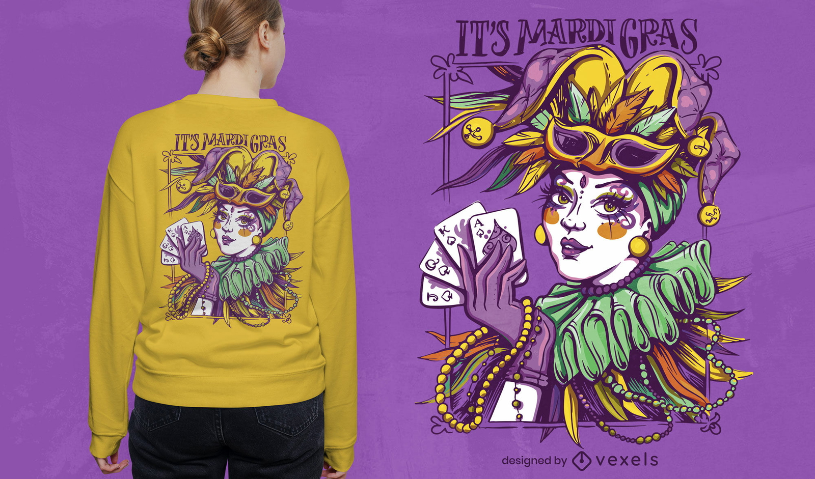 Diseño de camiseta de mujer Mardi Gras.