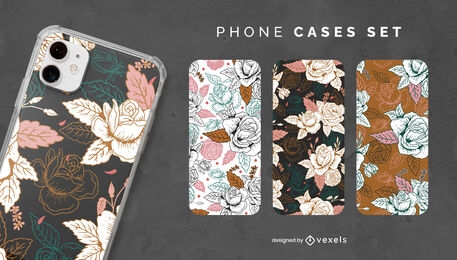 Floral roses phone cases set