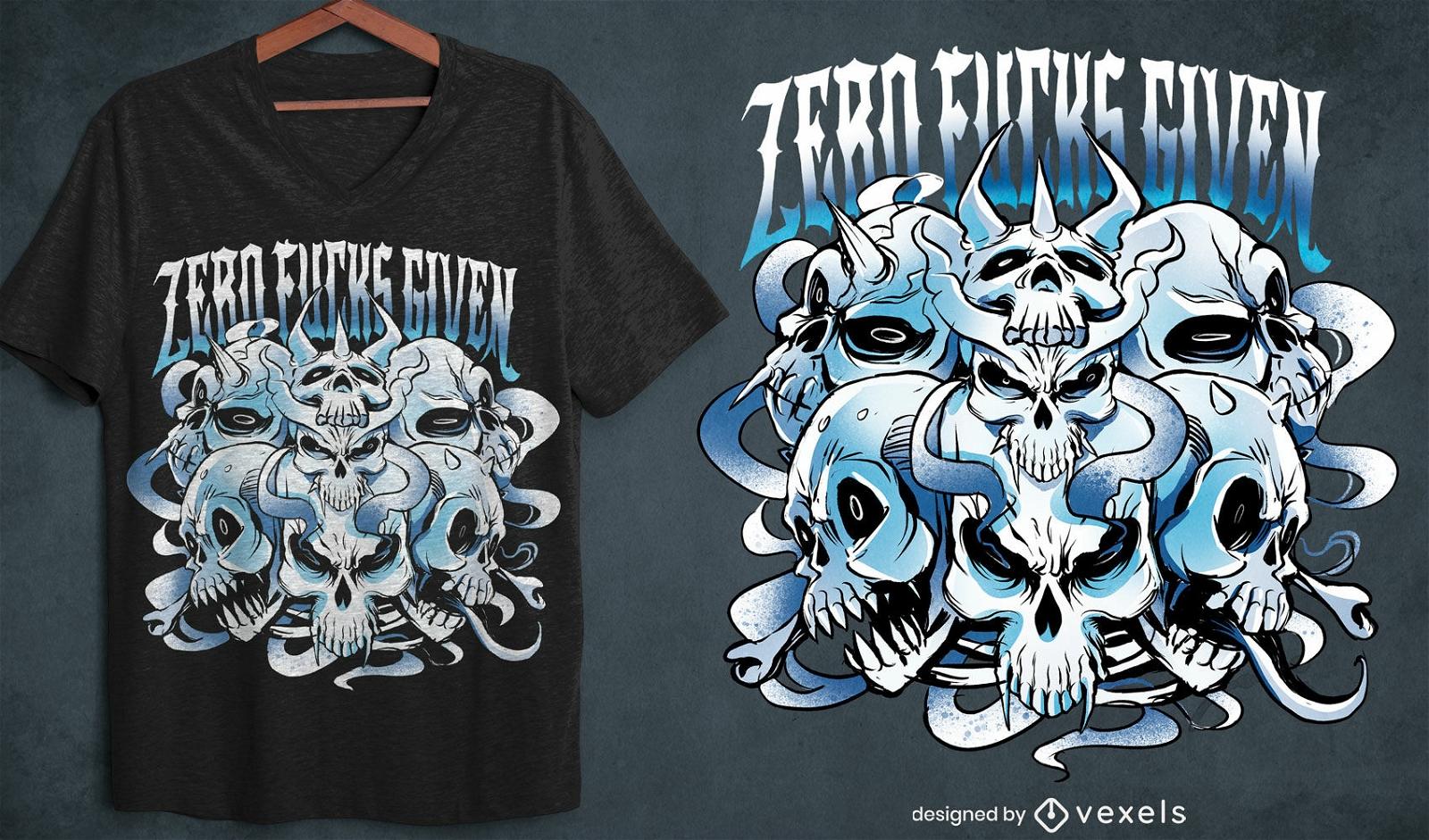 Angry skulls illustration t-shirt psd