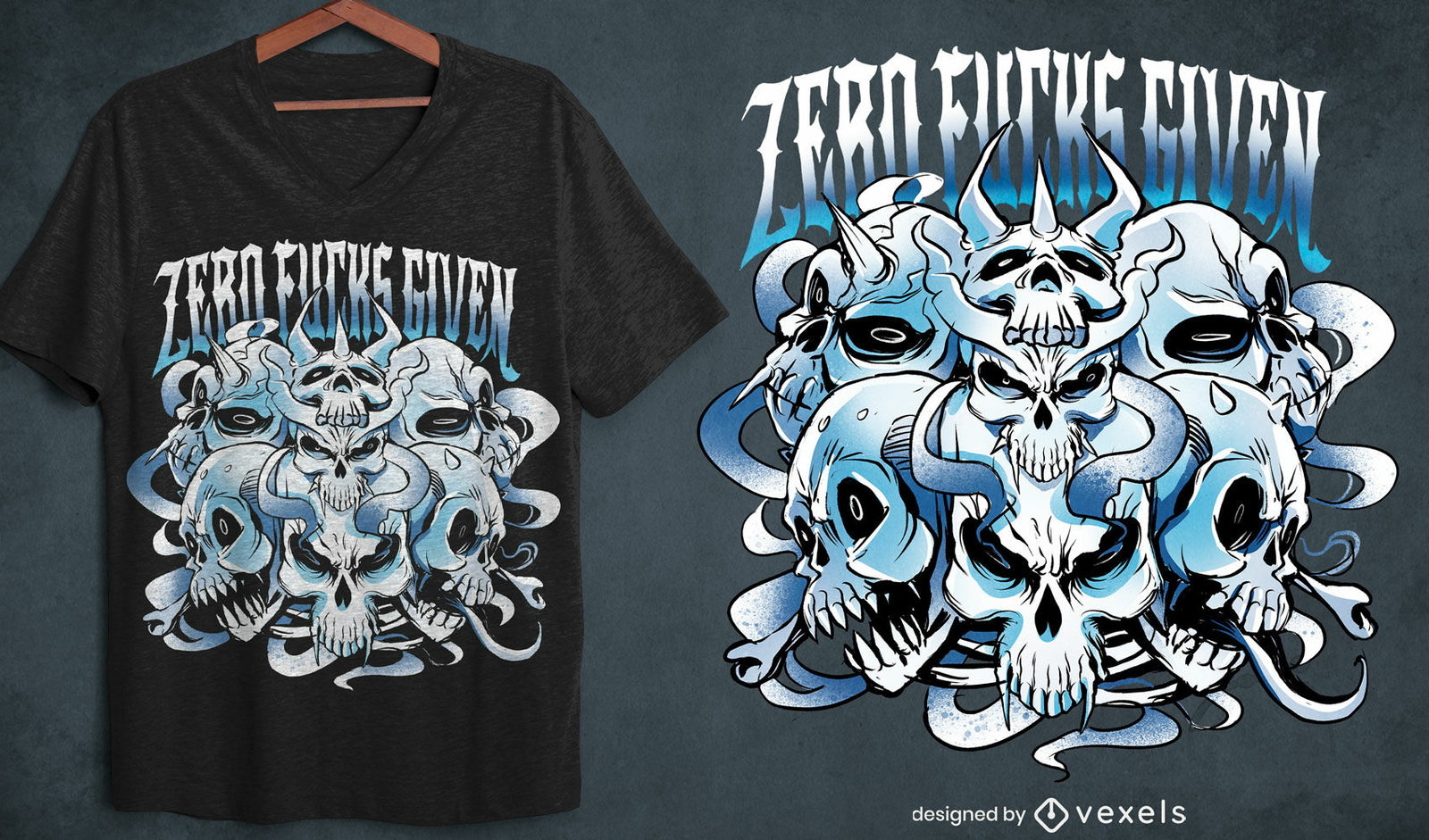 Camiseta con ilustración de calaveras enojadas psd