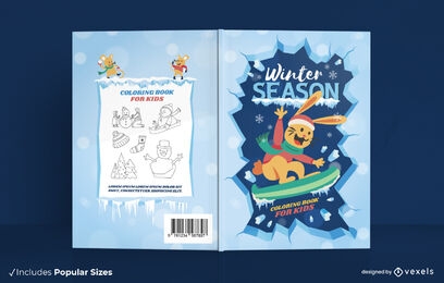 Diseño de portada de libro de snowboard de temporada de invierno.