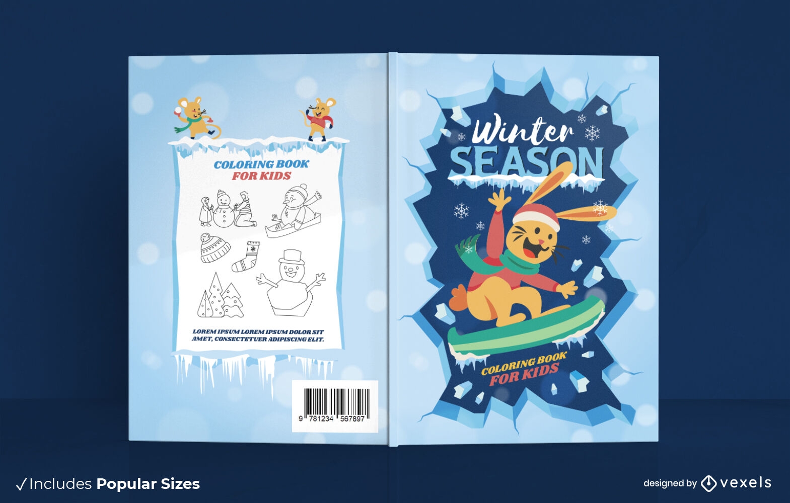 Winter season snowboard Book cover design