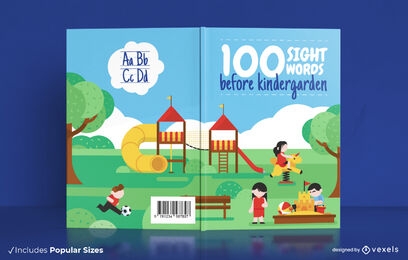 100 palavras à vista antes do design da capa do livro do jardim de infância