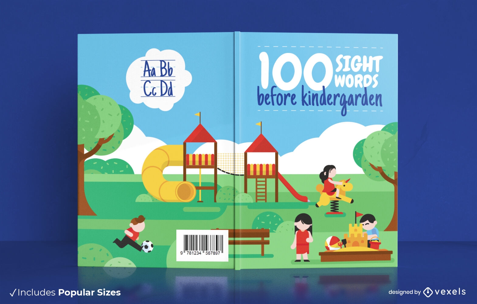 100 palabras reconocibles a la vista antes del diseño de la portada del libro de jardín de infancia