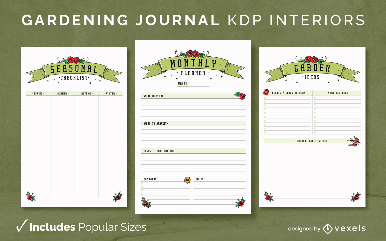 Plantilla de diario de jardinería KDP Diseño de interiores