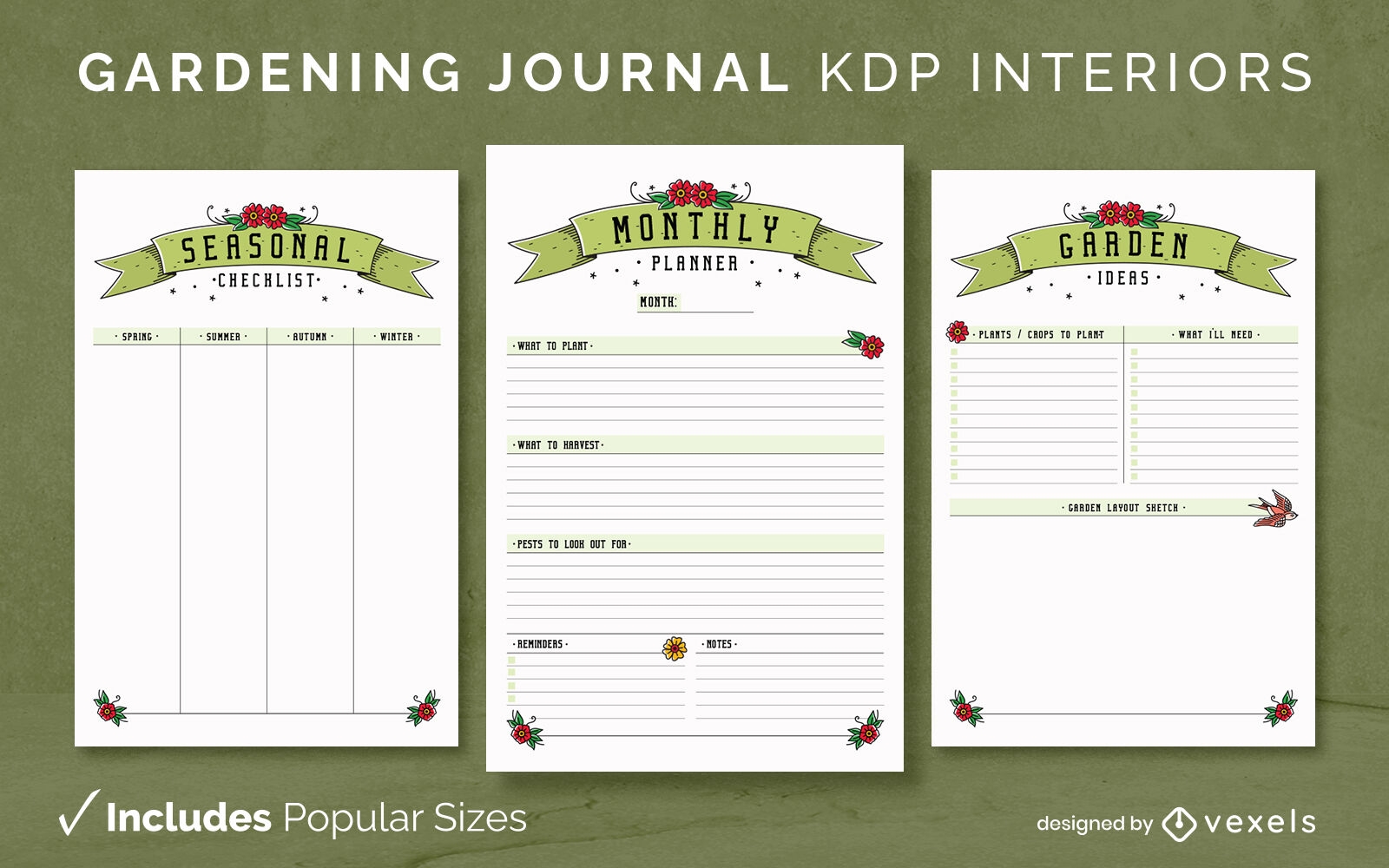 Gardening Journal Template KDP Interior Design