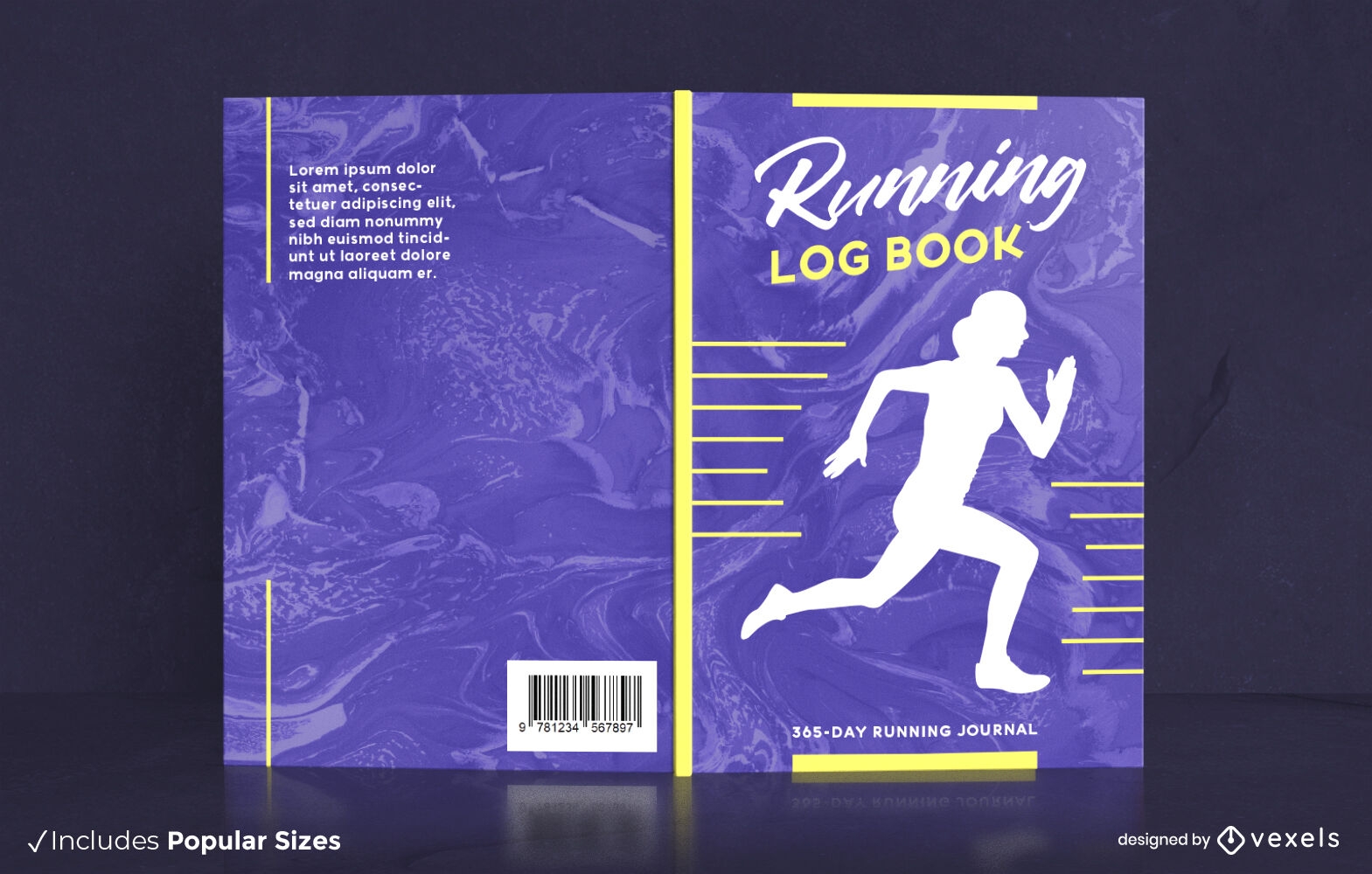 Running log purple book cover design