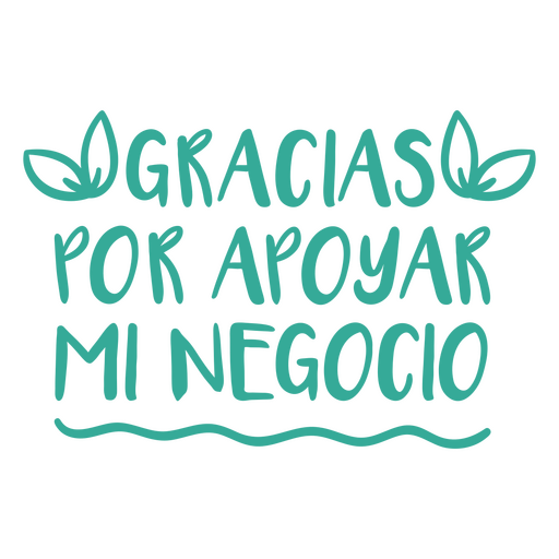 Letras de agradecimiento en español para pequeñas empresas Diseño PNG