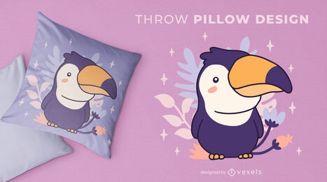 Baby toucan bird throw pillow design