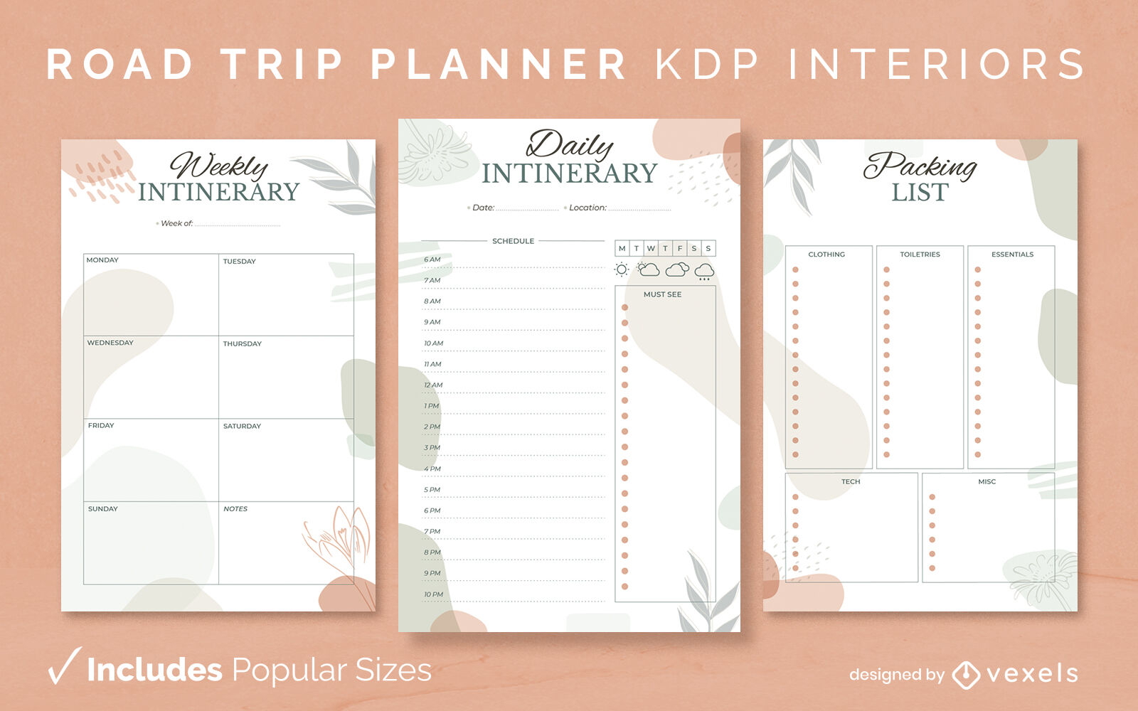 Road trip planner Template KDP Interior Design