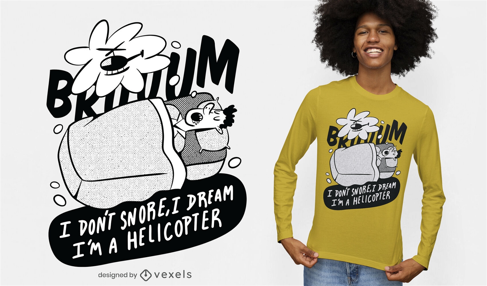 Design de camiseta de homem dormindo e roncando
