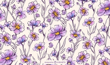 Wild purple flowers pattern design
