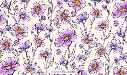 Wildes lila Blumenmusterdesign