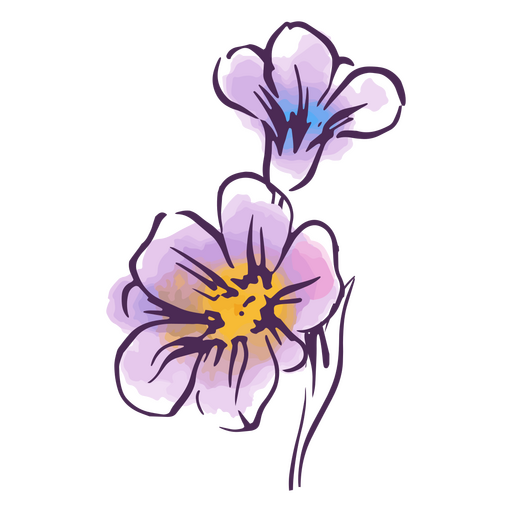 Delicate watercolor flowers icon PNG Design