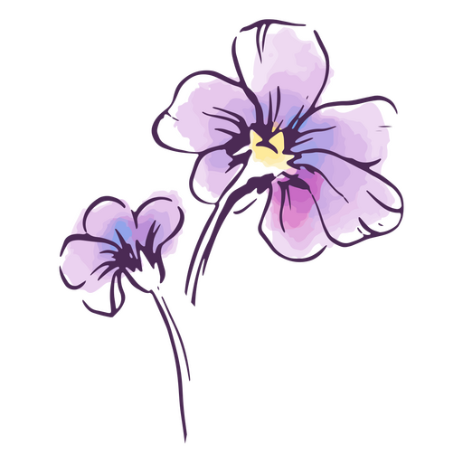 Icono de delicadas flores de naturaleza acuarela Diseño PNG