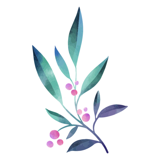 Folhas com aquarela de pontos Desenho PNG