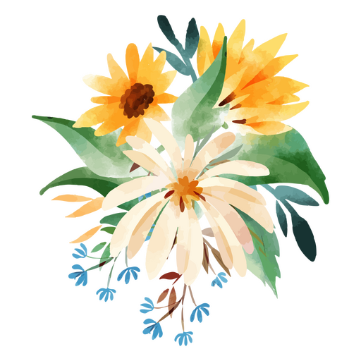 Aquarela de folhas de girassol Desenho PNG