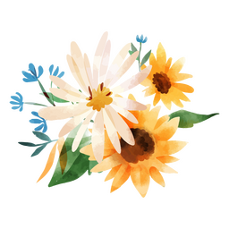 Sunflower and other flowers bouquet PNG Design