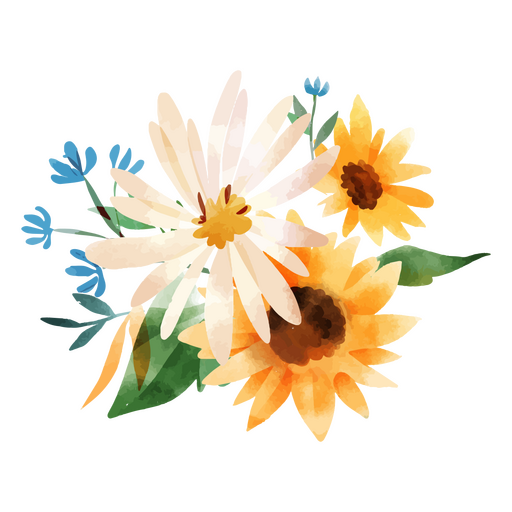 Buquê de girassol e outras flores Desenho PNG