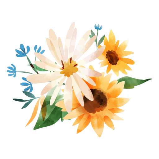 Sunflower and other flowers bouquet PNG Design