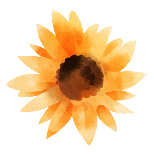 Sunflower from the top watercolor PNG Design