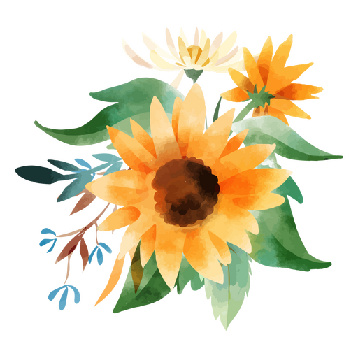 Orange sunflower bouquet PNG Design