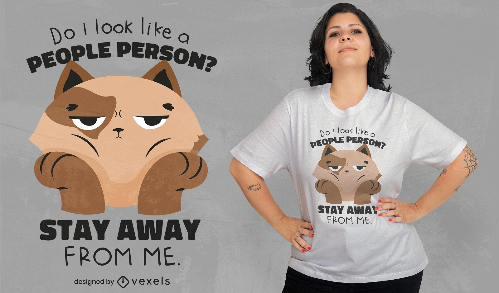 Anti social cat cartoon t-shirt design