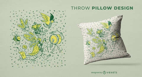 Mardi Gras duotone throw pillow design